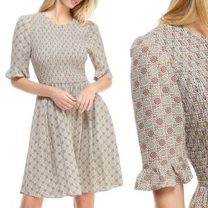 Gal Meets Glam Piper Smocked Mini Dress Size 4 – Floral Cottagecore Boho